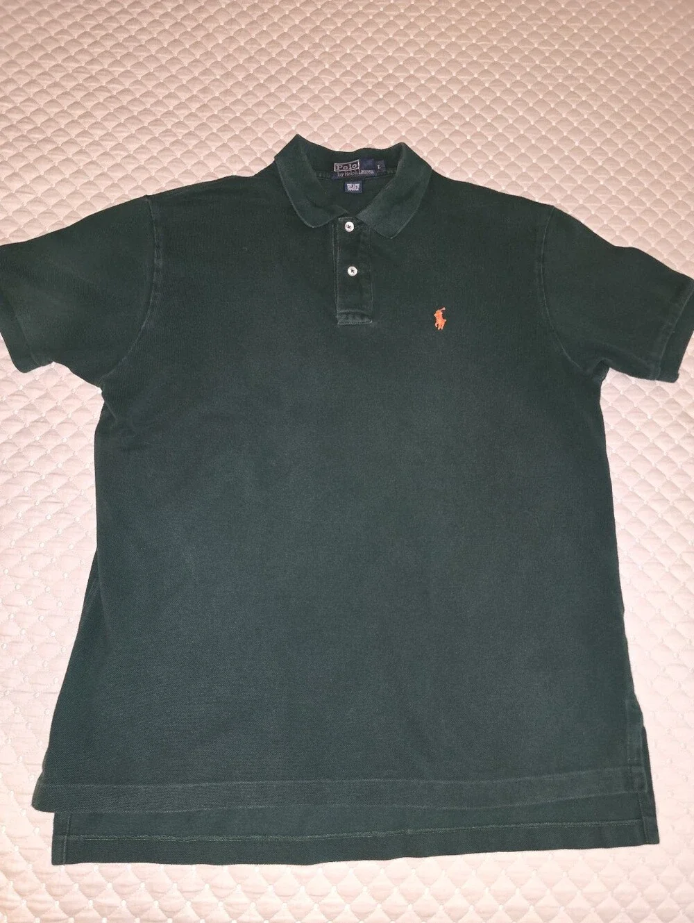 Lg- (3) Ralph Lauren Mens Polo Trio in Navy Stripe, Forest Green & Burgundy.